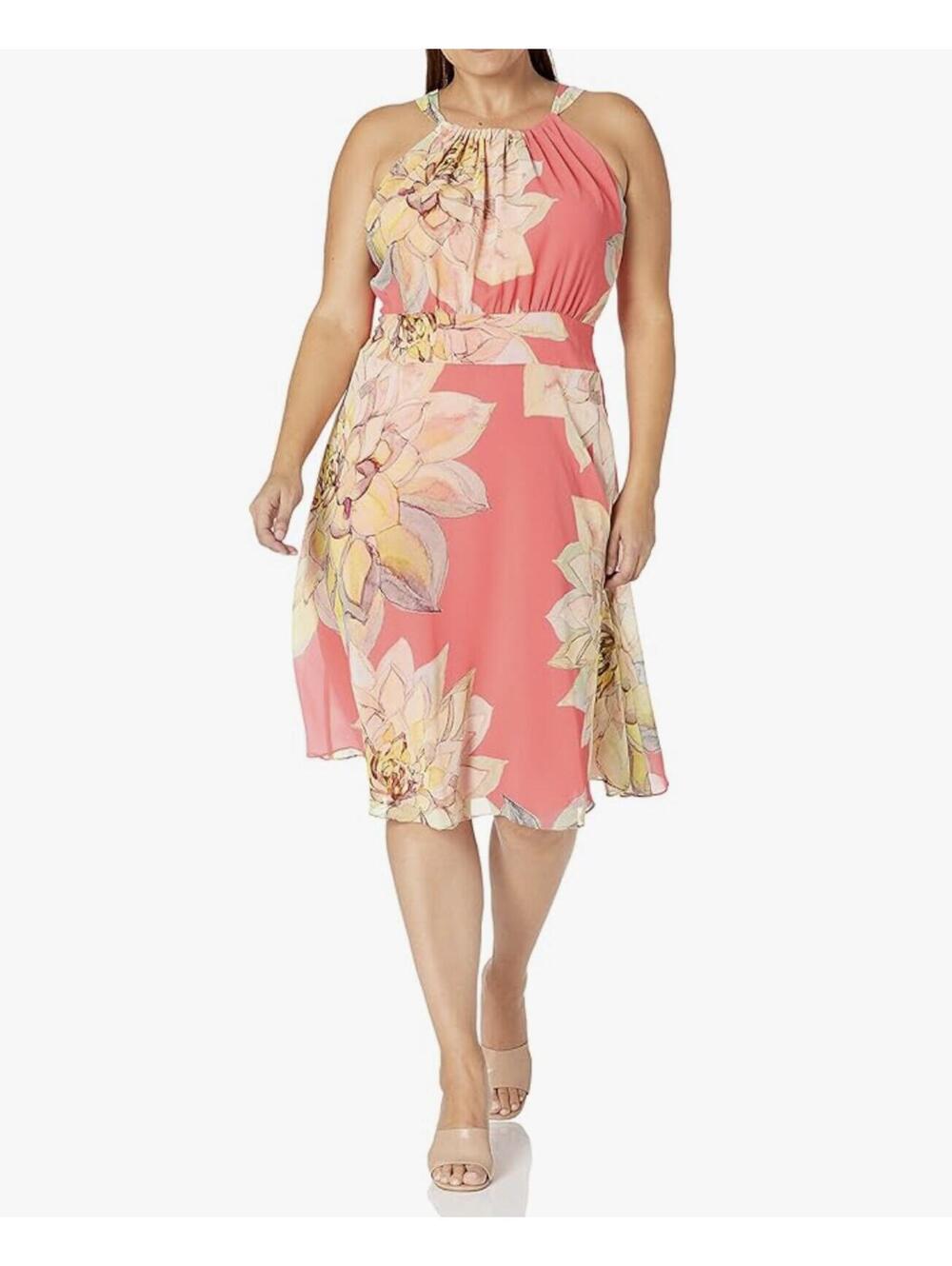Trina Turk Summery Halter Midi Dress Fountainbleau Floral Pink Size 10 NWT
